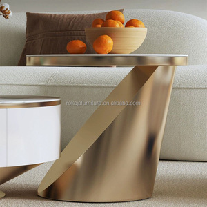 โต๊ะ<span class=keywords><strong>กาแฟ</strong></span>ทรงกลมสไตล์ทันสมัยแผ่นหินสแตนเลสโต๊ะกลางดีไซน์พร้อมลิ้นชักโต๊ะห้องนั่งเล่นวิลล่าโต๊ะมุม - Product Image 3