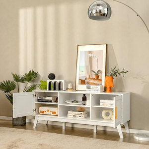 <span class=keywords><strong>Mueble</strong></span> para <span class=keywords><strong>TV</strong></span> de Estilo Moderno de Mediados de Siglo, para Pantallas Planas de <span class=keywords><strong>65</strong></span> <span class=keywords><strong>Pulgadas</strong></span>, Centro de Entretenimiento con 2 Puertas de Ratán y 2 Estantes Abiertos Ajustables - Product Image 2