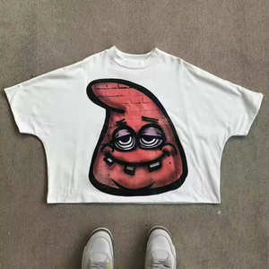 Y2K Streetwear Boxy Cropped T Shirts 100% algodón impreso gráfico camisetas de alta calidad de lujo ropa de hombre Camisetas - Product Image 2