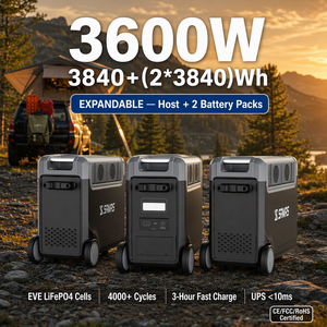 Station d'alimentation portable N066 3840Wh 3600W, générateur solaire, batterie LiFePO4, 4000 cycles, UPS, 15 ports de charge rapide, camping en plein air - Product Image 2