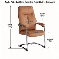 Chaise de bureau en cuir PU à dossier haut, chaise de direction pour réunions, base cantilever chromée, chaise d'invité pour salle de réunion