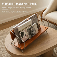 Étagère de bureau en bois massif de 40 cm, support de livres en fil métallique, porte-documents incliné, porte-revues pour rangement sur table