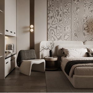 <span class=keywords><strong>Letto</strong></span> Moderno Curvo Imbottito King/Queen Size con Testiera in Velluto ad Angoli Arrotondati e Panca, Set Camera da <span class=keywords><strong>Letto</strong></span> Stile Crema OEM ODM - Product Image 5