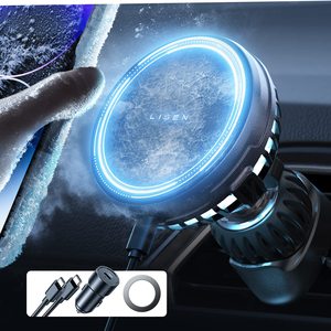 Support de téléphone de voiture réglable LISEN avec fonction de charge rapide sans fil 15W, support magnétique pour <span class=keywords><strong>iPhone</strong></span> 17, fixation sur grille d'aération de véhicule - Product Image 1