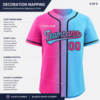 Maillot de baseball personnalisé en gros, manches courtes, boutons sur le devant, impression du nom et du numéro de l'équipe, couleur dégradée, pour adultes