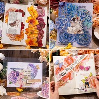 Autocollant mural floral brillant et étanche avec contours holographiques dorés pour scrapbooking, journaux, ordinateurs portables, bouteilles d'eau