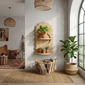 Estante de almacenamiento de madera maciza de estilo nórdico para colgar en la pared, para sala de estar y dormitorio. - Product Image 1