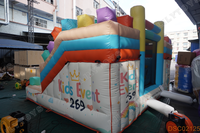 Château gonflable commercial à thème Boîte à musique avec double toboggan pour location événementielle