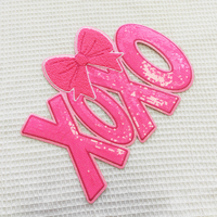 Nouveau Design Saint Valentin Presse à Chaud Patch Personnalisé Grand XOXO Paillettes Paillettes Chenille Broderie Fer sur Patchs pour Vêtements