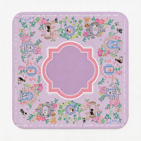 Tapis de Mahjong Américain de Luxe Personnalisé en Gros, 80 cm Carré, en Caoutchouc Naturel Écologique, Imperméable, Rose, Motif Chien Dessiné à la Main