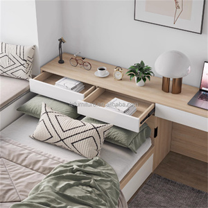 Factory Wholesale Multifunctional Tatami Bedroom <b>Sets</b> Furniture Durable Solid Storage Bed and <b>Desk</b> Combo for Studio Apartments - Product Image 2