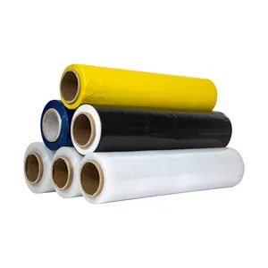 Wrap Film Adhesive Lldpe Roll Hand Stretch Film Wrap Plastic Roll Film Transparent Pallet Stretch Wrap