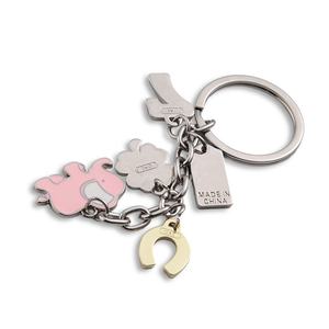 Porte-clés en métal émaillé souple et dur, motif éléphant et trèfle à sept feuilles, charmant et tendance, de marque - Product Image 5