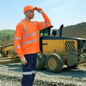 Chemise de sécurité réfléchissante haute visibilité FOXA pour hommes, manches longues, polyester, vêtements de travail, logo personnalisé, impression par transfert thermique - Product Image 2