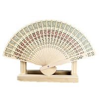 Éventail pliant artisanal en bois parfumé, style antique, entièrement gravé avec logo personnalisé – Cadeau mural, couleur personnalisée, vente en gros transfrontalière