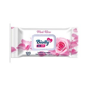 ไบโอลลี่ คอตตอน 120 แผ่น ทิชชู่เปียก-สีชมพูโรส - Product Image 1