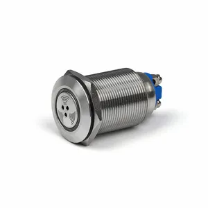 ABILKEEN工厂供应工业用不锈钢发光二极管22毫米按钮平头蜂鸣器，带2针螺钉端子