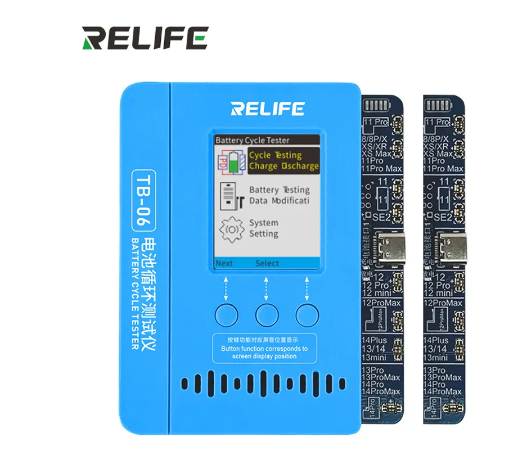 RELIFE TB-06 Battery Cycle Tester Flex Cable Dual Battery Data Read Write Repair Tool for IPhone 11 to 15PM Repair Programmer