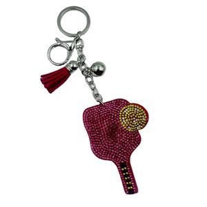 Promotie Kristal Diamant glitter pickleball sleutelhanger Bling autosleutelhanger bedel strass kwast pickleball paddle sleutelhanger - Product Image 2
