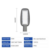L'ingénierie municipale de ville de lampe extérieure en aluminium grise d'éclairage extérieur de route a mené le réverbère IP65 imperméable