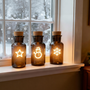 Lámpara de Diseño Único, Lámpara de Botella de Vidrio de Colores, Corazón, Deseo, Arcoíris, Bombilla LED Recargable USB-C, Luz de Regalo para Fines Decorativos - Product Image 1