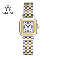 Montre à quartz mini carrée de luxe OEM ODM, style antique vintage, pour couple, bracelet en acier inoxydable, boîtier en alliage, chiffres romains, légère