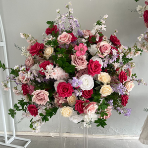 Yeni Stil Sıcak Pembe Gül Çiçekli Yolluk Yeşillik Çiçek Topu Bitkisi Yapay Düğün Arka Planı Sahne Dekorasyonu - Product Image 2