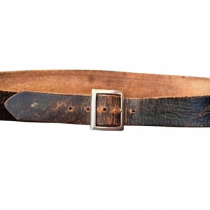 Cinturón de Cuero Vacuno con Hebilla Cuadrada de Acero para Hombre, Estilo Vintage, Resistente al Agua, Ecológico, de Alta Resistencia, Cuero Genuino Trenzado - Product Image 3