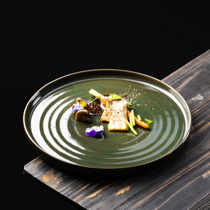 Piatti in Ceramica Reattiva Verde YAYU Artigianali per Ristoranti, Fornitura Commerciale di Stoviglie, Direttamente dalla Fabbrica - Product Image 3
