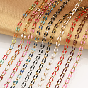 Stainless Steel PVD 18k Gold Plated Oval Shape Double-sides Enamel Chain Findings for <strong>Jewelry</strong> Making Accessory <strong>Supplies</strong> - Product Image 1