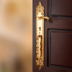 <span class=keywords><strong>Poignée</strong></span> <span class=keywords><strong>de</strong></span> <span class=keywords><strong>porte</strong></span> extérieure <span class=keywords><strong>de</strong></span> luxe en laiton doré 24 carats, style européen, pour portes en bois, grande taille - Product Image 3