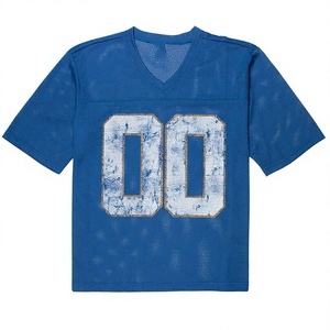 Maillot de football américain surdimensionné le plus vendu, t-shirt de sport vintage en maille, impression graphique personnalisée, 100 % polyester, OEM - Product Image 1