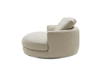 Fauteuil d'appoint pivotant sculptural [Contact Cuir pleine fleur] Fauteuil moelleux extra large pour la détente, style moderne et minimaliste pour chambre et salon