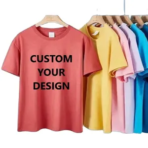 Vente en gros 100% coton d'été respirant à manches courtes couleur unie taille mixte en vrac vierge col rond fournisseur de t-shirts