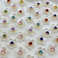 Fleur à 5 pétales en ABS imitation coquille avec strass à griffe unique, accessoires de bijoux faits main DIY