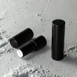 黑色磁性空豪华塑料定制口红管包装设计圆形短管批发