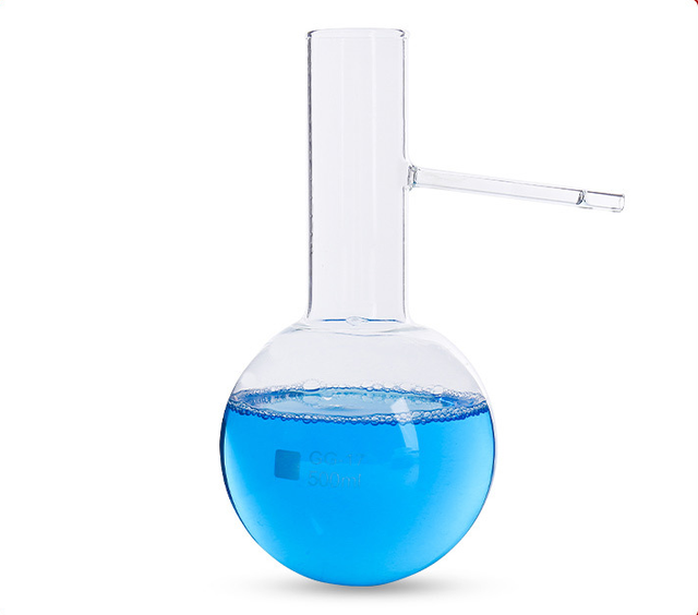 Laboratory Glass Quartz Distillation Flask Round Bottom with Support Distillation Flask with Side Tube Lab Glassware 100-500ml