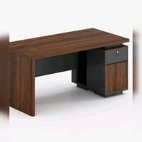 Bureau individuel avec armoire latérale, tiroir verrouillable, étagère ouverte, noyer gris foncé, table d'ordinateur moderne pour bureau et domicile, modulaire