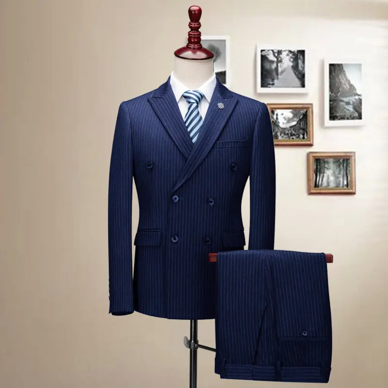 OEM ODM MTM Luxury Black Stripe Mens Blazer Suit for Men Wedding