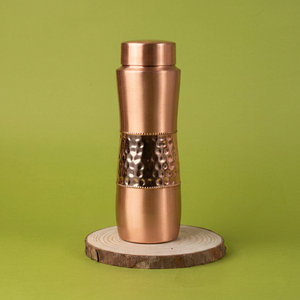 Bouteille d'eau en cuivre avec poignée texturée au centre, couvercle sport, idéale pour les voyages, réutilisable, pour la salle de sport, le bureau, la randonnée, le yoga - Product Image 1
