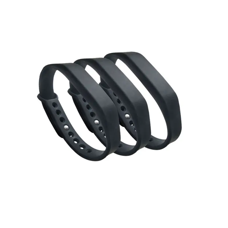 RFID NFC Bracelet Waterproof 125KHZ 13.56MHZ N213 Black Rubber Silicone Wristband