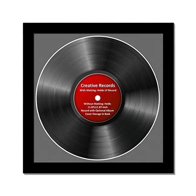 2021 Hot Sell Custom Blackhanging Wall LP Vinyl Record Album Frame with Mat Display case
