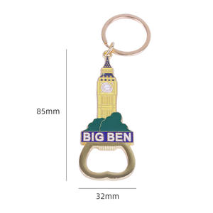 Fait sur mesure Vintage Cartoon Big Ben Bâtiment Émail Touristique Souvenir Bière Décapsuleur Porte-clés Métal - Product Image 3