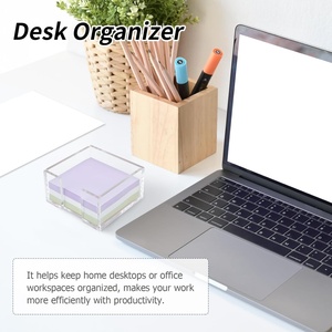Support de bureau moderne en acrylique pour notes autocollantes – Distributeur transparent de notes adhésives pour bloc-notes – Vente en gros - Product Image 4