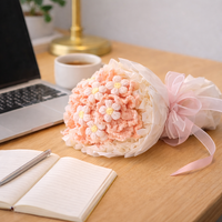 Buket Bunga Rajutan Tangan, Rangkaian Bunga Daisy Rajut, Kerajinan Tekstil, Hari April Mop, Ulang Tahun, Thanksgiving, Tahun Baru