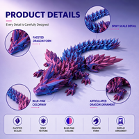Dragón de Cristal Impreso en 3D Personalizado con Alas, Articulaciones Móviles, Figura de Juguete para Niños, Adorno