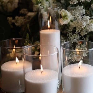 Tall Cylinder Crystal Floor Candle Holder Sand Wax Candles Container Flower Glass <b>Vase</b> Sand Candle <b>Vases</b> for Event Centerpiece - Product Image 1