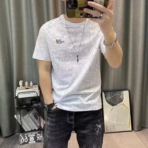 T-shirt décontracté pour homme à manches courtes, imprimé intégral, 240 grammes, coupe lourde, tendance, nouvelle collection été - Product Image 3