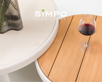SIMPOLIFESTYLE Mobilier d'extérieur haut de gamme COCO Lounger Villa Living Room Aluminium Teak Tissu Grand ensemble de canapés d'angle Minimaliste