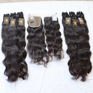 En gros 30 Pouces Vierge Remy Vison Indien Bouclés Vague Frontale Tissage Faisceaux Cuticule Aligné Brut Lâche Vague Profonde - Product Image 2